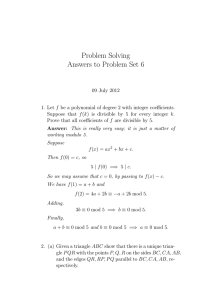 Problem Solving Answers to Problem Set 6