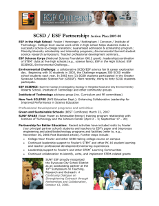 SCSD / ESF Partnership: Action Plan 2007-08
