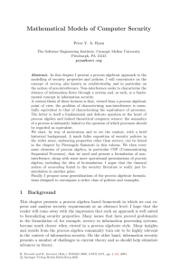 Mathematical Models of Computer Security Peter Y. A. Ryan