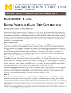 Narrow Framing and Long-Term Care Insurance JUNE 2015