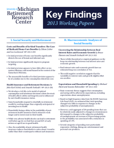 2013 Working Papers I. Social Security and Retirement II. Macroeconomic Analyses of