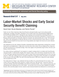Labor-Market Shocks and Early Social Security Benefit Claiming Research Brief 317
