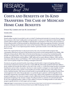 Costs and Benefits of In-Kind Transfers: The Case of Medicaid 294