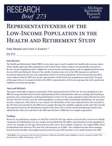 Representativeness of the Low-Income Population in the Health and Retirement Study