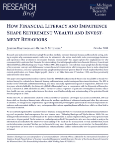 ReseaRch Brief How Financial Literacy and Impatience Shape Retirement Wealth and Invest-