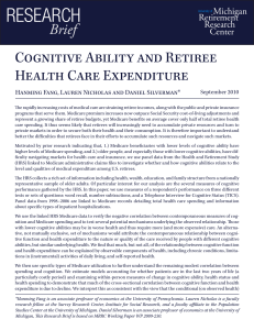 ReseaRch Brief Cognitive Ability and Retiree Health Care Expenditure