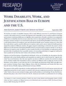 ReseaRch Brief Work Disability, Work, and Justification Bias in Europe