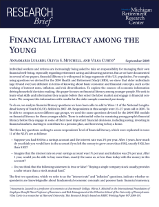 ReseaRch Financial Literacy among the Young Brief