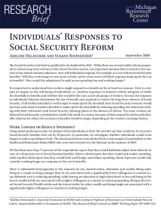 RESEARCH Individuals’ Responses to Social Security Reform Brief