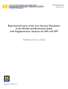 Representativeness of the Low-Income Population in the Health and Retirement Study