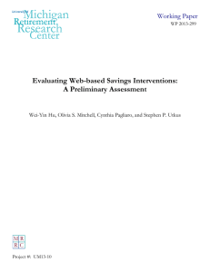 Evaluating Web-based Savings Interventions: A Preliminary Assessment Working Paper M R