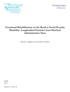 Vocational Rehabilitation on the Road to Social Security