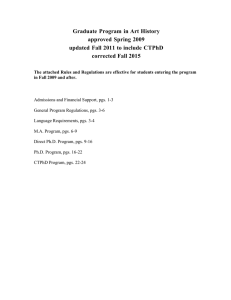 Graduate Program in Art History approved Spring 2009 corrected Fall 2015