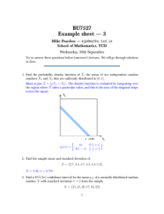 BU7527 Example sheet — 3 Mike Peardon — School of Mathematics, TCD