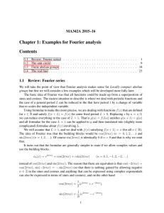 Chapter 1: Examples for Fourier analysis Contents MA342A 2015–16