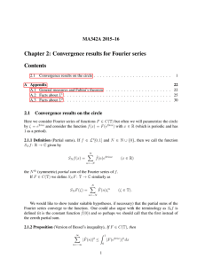 Chapter 2: Convergence results for Fourier series Contents MA342A 2015–16