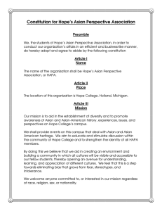 Constitution for Hope’s Asian Perspective Association Preamble