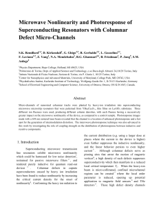 Microwave Nonlinearity and Photoresponse of Superconducting Resonators with Columnar Defect Micro-Channels