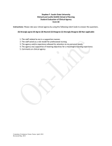 Stephen F. Austin State University Student Evaluation of Clinical Agency