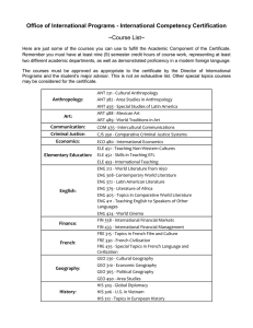 Office of International Programs - International Competency Certification ~Course List~