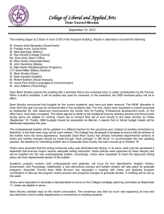 College of Liberal and Applied Arts  Chair Council Minutes September 10, 2012