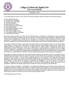 College of Liberal and Applied Arts  Chair Council Minutes November 7, 2011