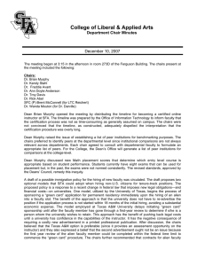 College of Liberal &amp; Applied Arts Department Chair Minutes December 10, 2007