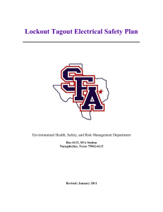 Lockout Tagout Electrical Safety Plan Box 6113, SFA Station
