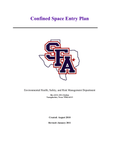 Confined Space Entry Plan Environmental Health, Safety, and Risk Management Department
