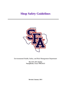 Shop Safety Guidelines Environmental Health, Safety, and Risk Management Department
