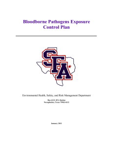 Bloodborne Pathogens Exposure Control Plan Environmental Health, Safety, and Risk Management Department