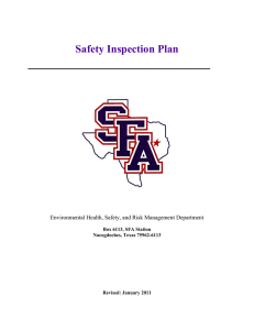 Safety Inspection Plan Environmental Health, Safety, and Risk Management Department