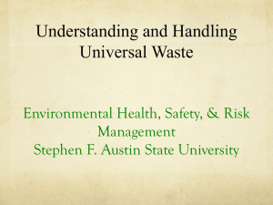 Understanding and Handling Universal Waste Environmental Health, Safety, &amp; Risk Management