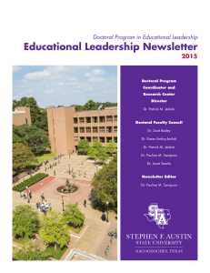 Educational Leadership Newsletter 2015 Doctoral Program in Educational Leadership