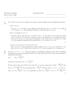 Foundations of Algebra Name (please print) Exam I, June 14, 2004 I.