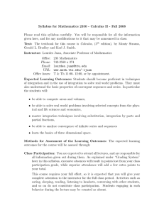 Syllabus for Mathematics 2350 - Calculus II - Fall 2008