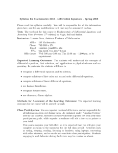 Syllabus for Mathematics 3350 - Differential Equations - Spring 2008