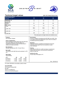 Technical target values  Grammage (g/m²) 49