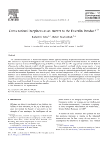 Gross national happiness as an answer to the Easterlin Paradox? ⁎