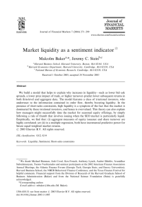 Market liquidity as a sentiment indicator ARTICLE IN PRESS Malcolm Baker