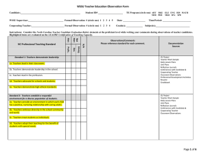 WSSU Teacher Education Observation Form