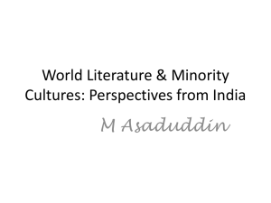 World Literature &amp; Minority Cultures: Perspectives from India M Asaduddin