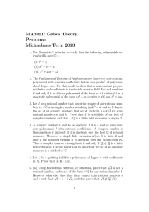 MA3411: Galois Theory Problems Michaelmas Term 2013