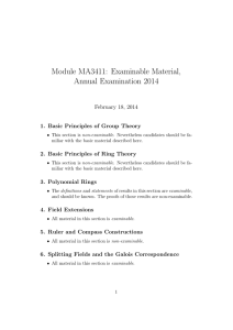 Module MA3411: Examinable Material, Annual Examination 2014 February 18, 2014