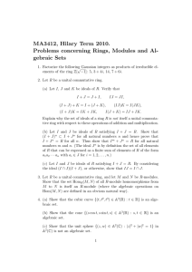 MA3412, Hilary Term 2010. Problems concerning Rings, Modules and Al- gebraic Sets