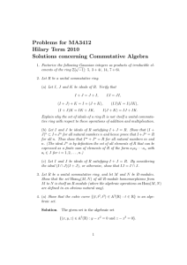 Problems for MA3412 Hilary Term 2010 Solutions concerning Commutative Algebra