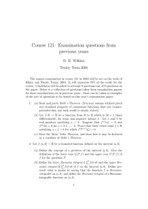 Course 121: Examination questions from previous years D. R. Wilkins Trinity Term 2004