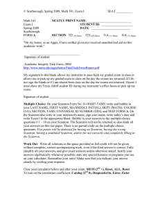 © Scarborough, Spring 2009, Math 141, Exam I   ... Math 141  Exam 1