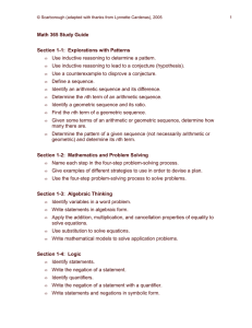 Math 365 Study Guide  Section 1-1:  Explorations with Patterns