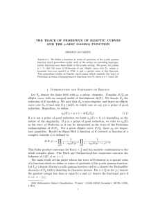 THE TRACE OF FROBENIUS OF ELLIPTIC CURVES